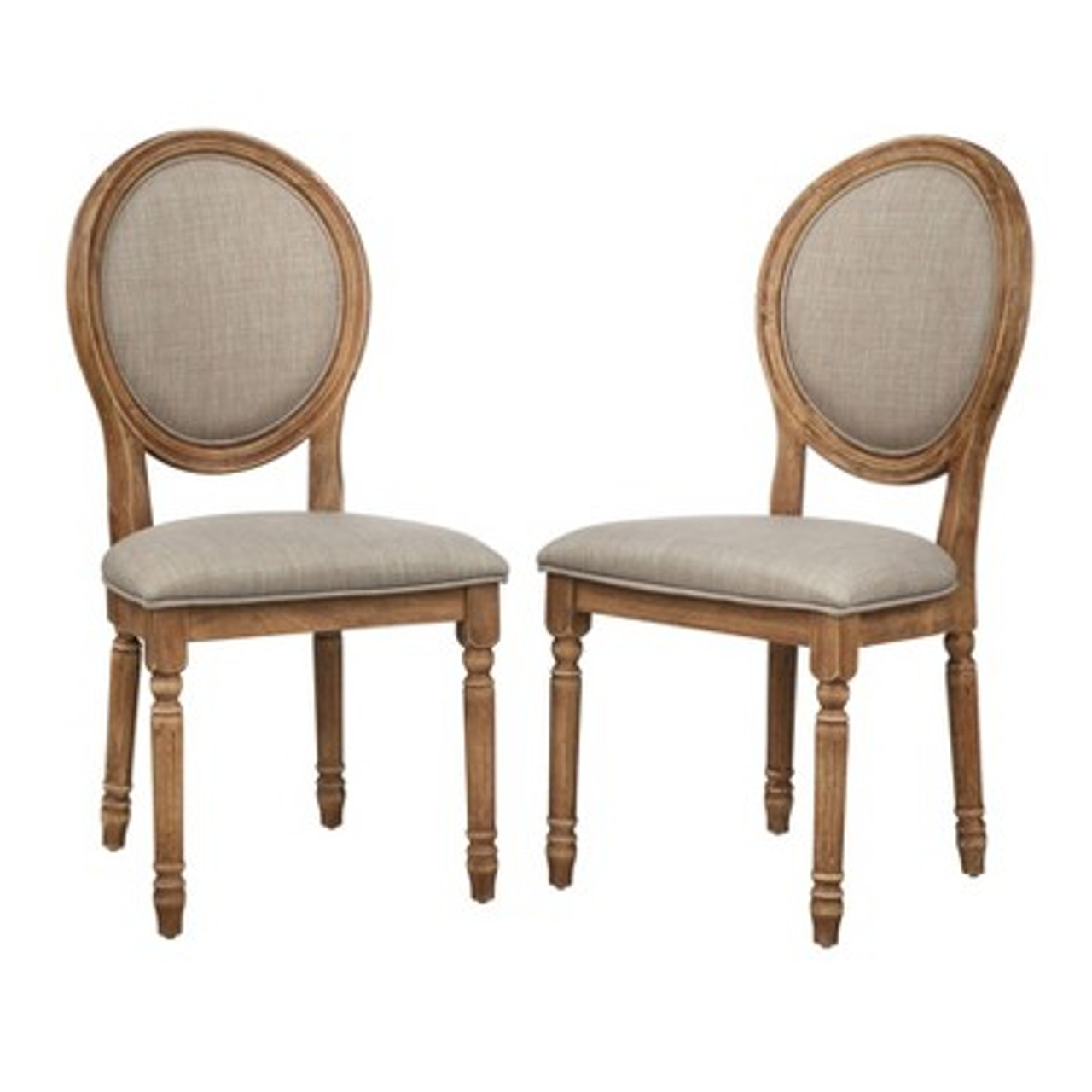 Set of 2 Toscana Linen Dining Chairs Beige - Lifestorey