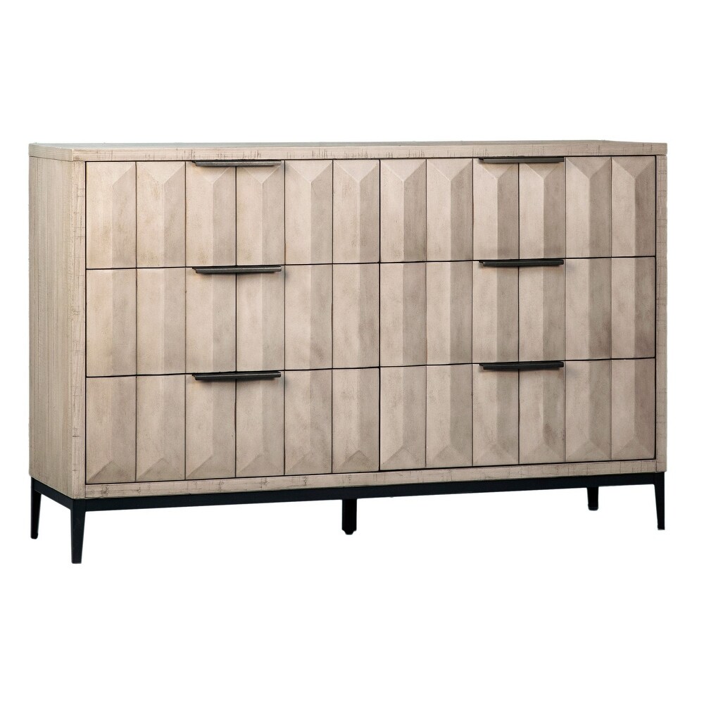 Emilia Pine Modern 6 Drawer Storage Dresser