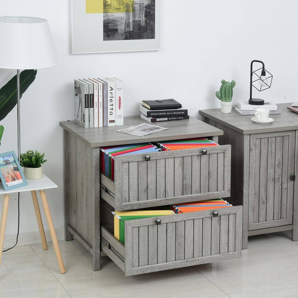 HOMCOM Grey Retro Style 2-Drawer File Cabinet 836-231GY