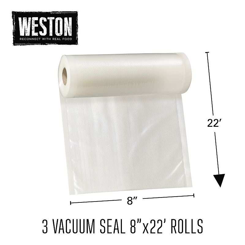 Weston 3-Pack 8 X 22' Vacuum Sealer Bag Rolls