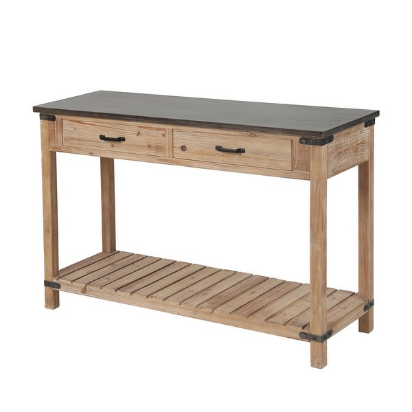 Natural Wood Two Drawer Console Table - 47.37