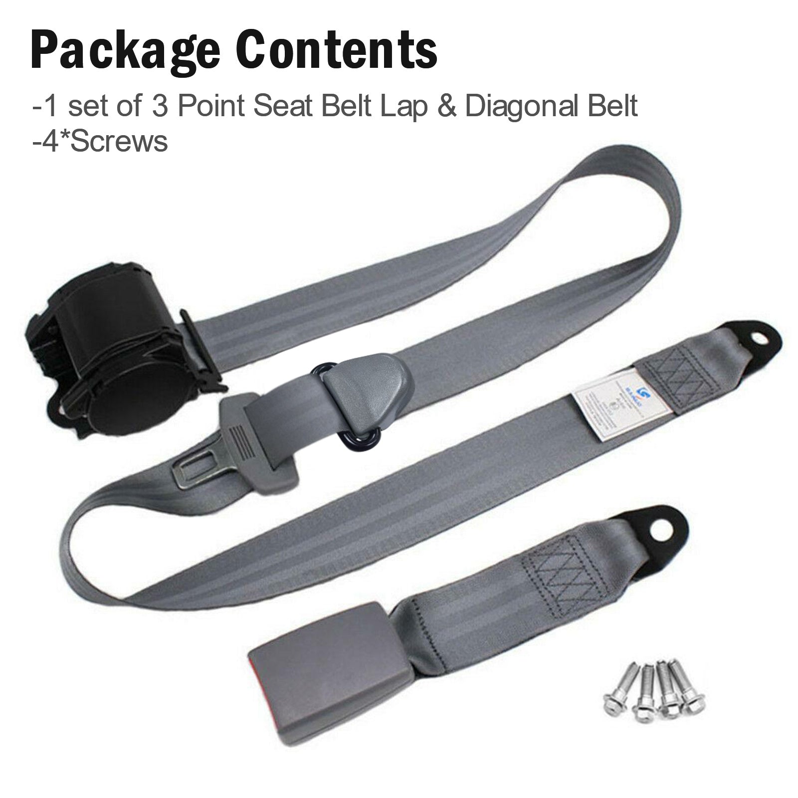 11.8ft Retractable Safety Seat Belt， 3 Point Safety Seat Belt Straps Car Auto Vehicle Adjustable Belt Kit