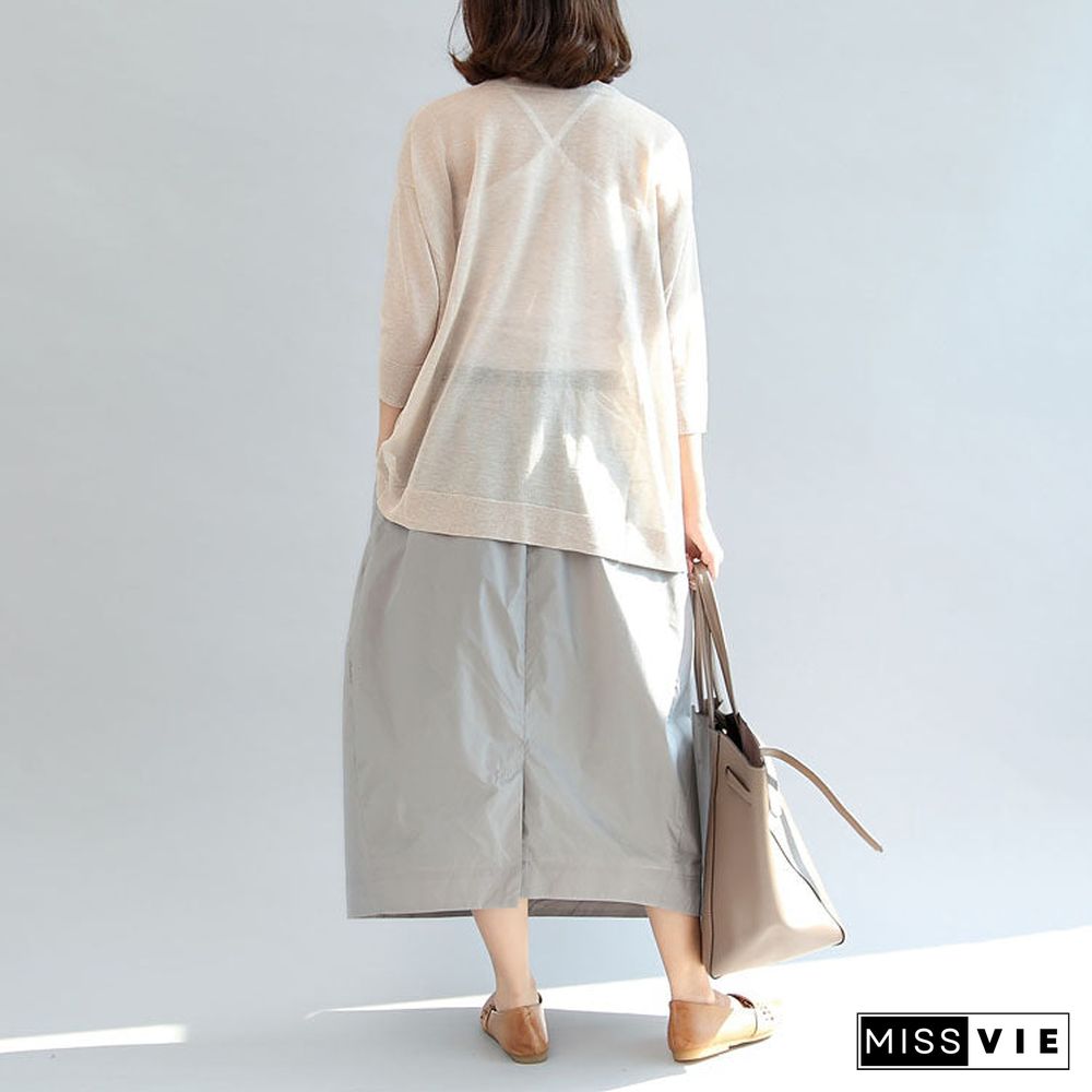 beige stylish linen blouse oversize tops long sleeve t shirt