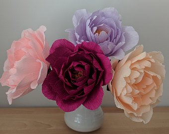 Set of 6 Lavender / Eggplant Peony 3D Paper Flowers Wall Decor 7