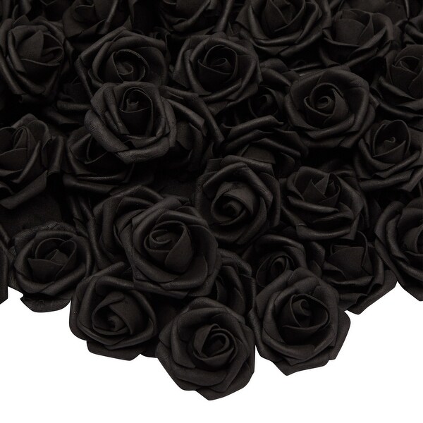 Black Artificial Roses，2Inch Faux Flower Heads for Crafts，Decoration (200 Pack)