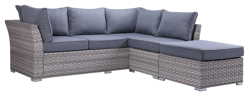 ACME Laurance Patio Sectional  ampCocktail Table in Gray Fabric Finish   Tropical   Outdoor Lounge Sets   by Acme Furniture  Houzz