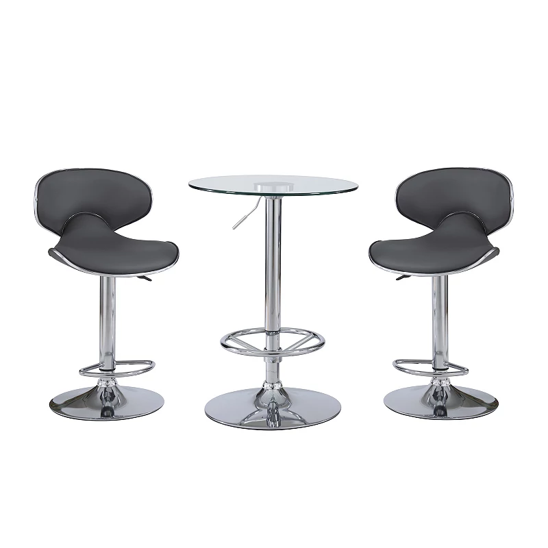 Linon Jenna Adjustable Pub Table and Stool 3-piece Set