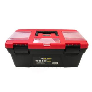 THEWORKS 14 in. Tool Box with Lid Organizers and Removable Tool Tray TBT14