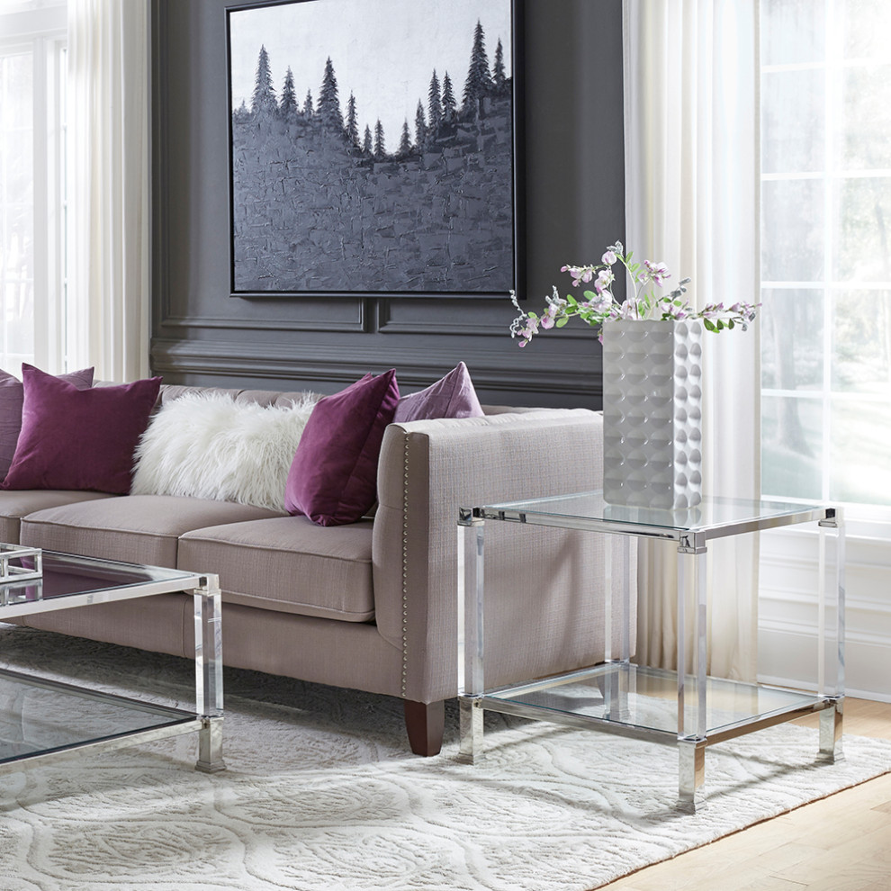 HOWARD ELLIOTT CLARE Side Table Polished Acrylic Tempered Glass   Side Tables And End Tables   by Howard Elliott Collection  Houzz