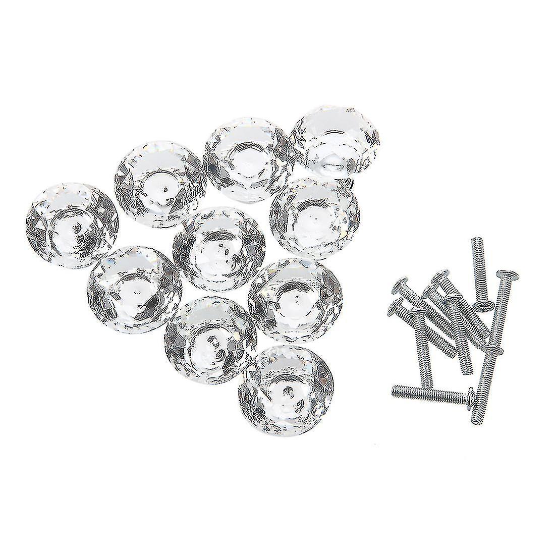 10pcs 30mm Glass Door Drawer Cabinet Furniture Handle Knob Screw