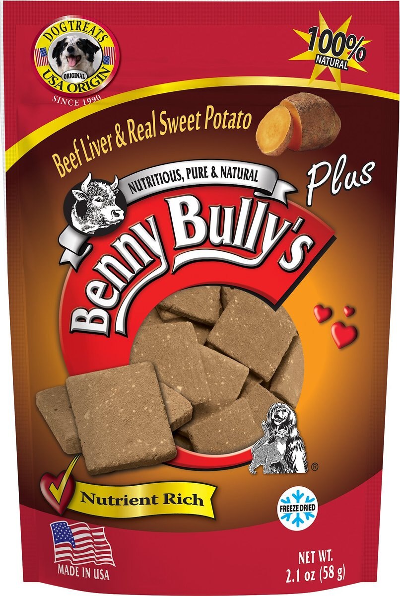 Benny Bullys Plus Beef Liver and Sweet Potato Freeze-Dried Dog Treats， 2.1-oz bag