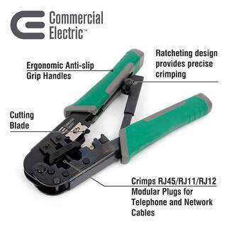 Commercial Electric Ratchet Modular Plug Crimper CE70806