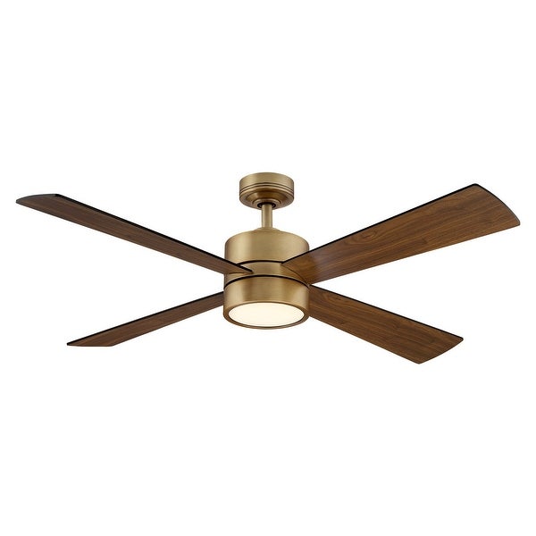 52 in. Indoor 4-Blade Natural Brass  Downrod Mount  Chandelier Ceiling Fan with Light and Remote Control Shopping - The Best Deals on Ceiling Fans | 39975428