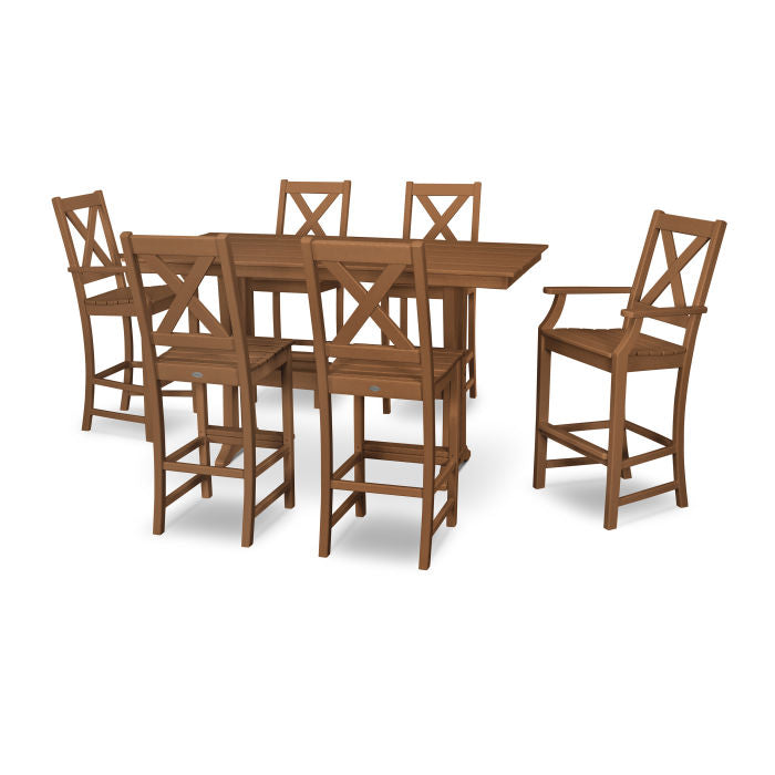 Polywood Braxton 7-Piece Farmhouse Trestle Bar Set PWS512-1