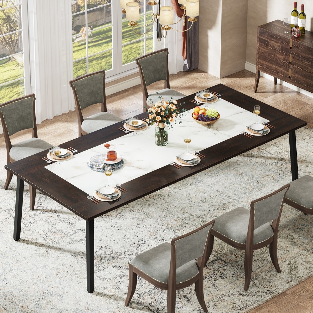 Modern 79 Inch Dining Table for 8 10 People