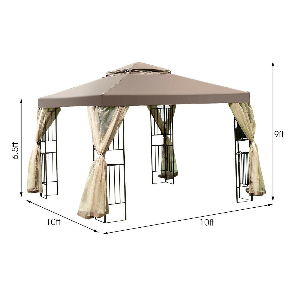 Costway Outdoor 10'x10' Gazebo Canopy Shelter Awning Tent Patio
