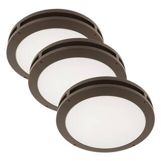 Feit Electric 13 in. 18.5-Watt Bronze Integrated LED Outdoor Security Flush Mount Ceiling Canopy Light (3-Pack) S13CM850BZ3