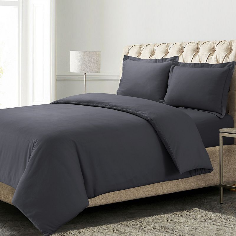 Azores Home Solid Flannel Oversized Duvet Cover Set with Shams