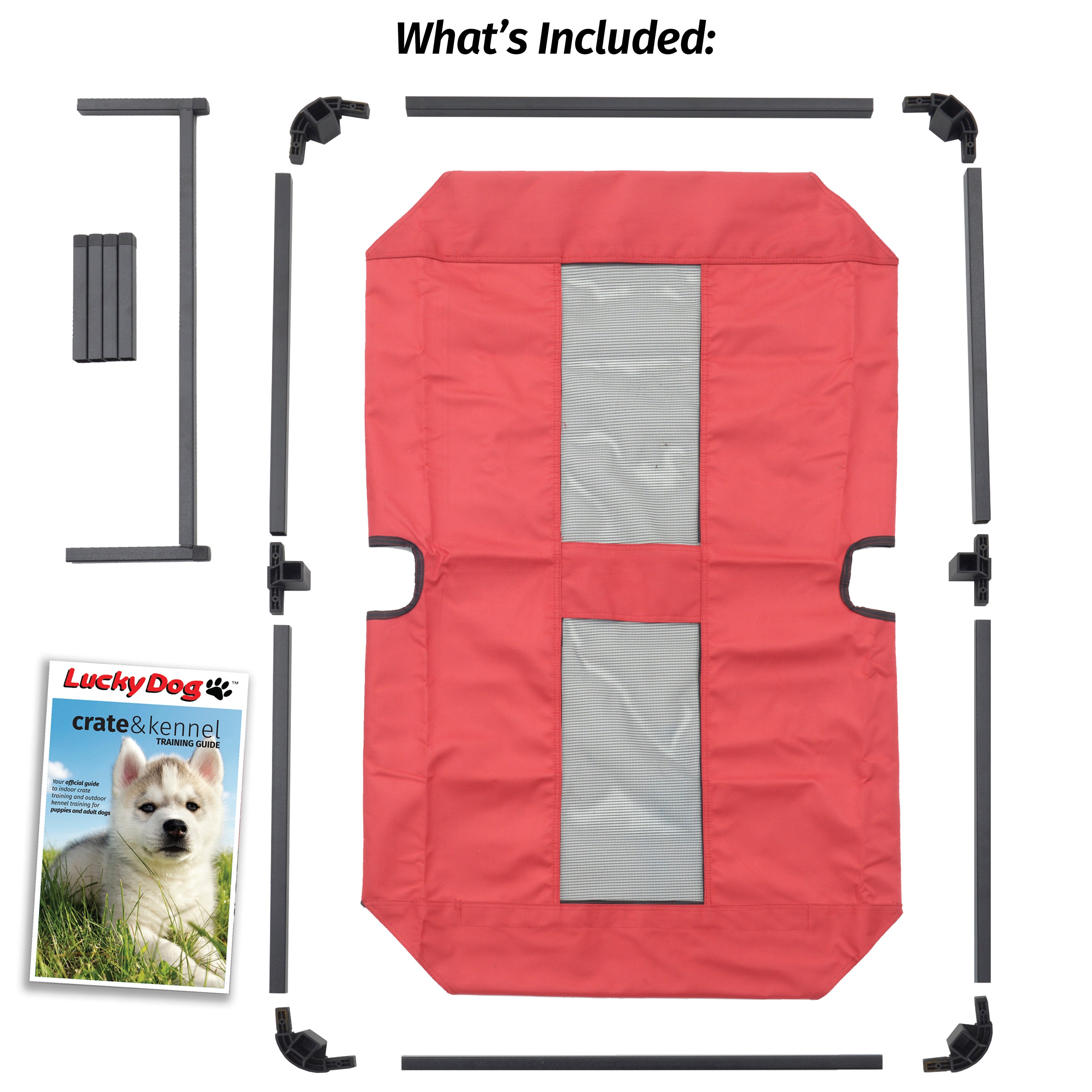 Lucky Dog Elevated Pet Bed, Red, X-Large, 48"L