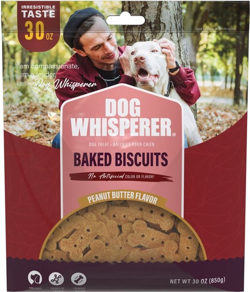 Dog Whisperer Baked Biscuits Peanut Butter Flavored Crunchy Dog Treats， 30-oz bag