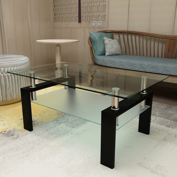 Modern Metal Frame Tempered Glass Coffee Table