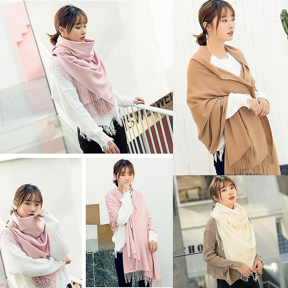 Women Lady Winter Warm Shawl Cashmere Long Wrap Shawl Plaid Knit Scarf Pashmina