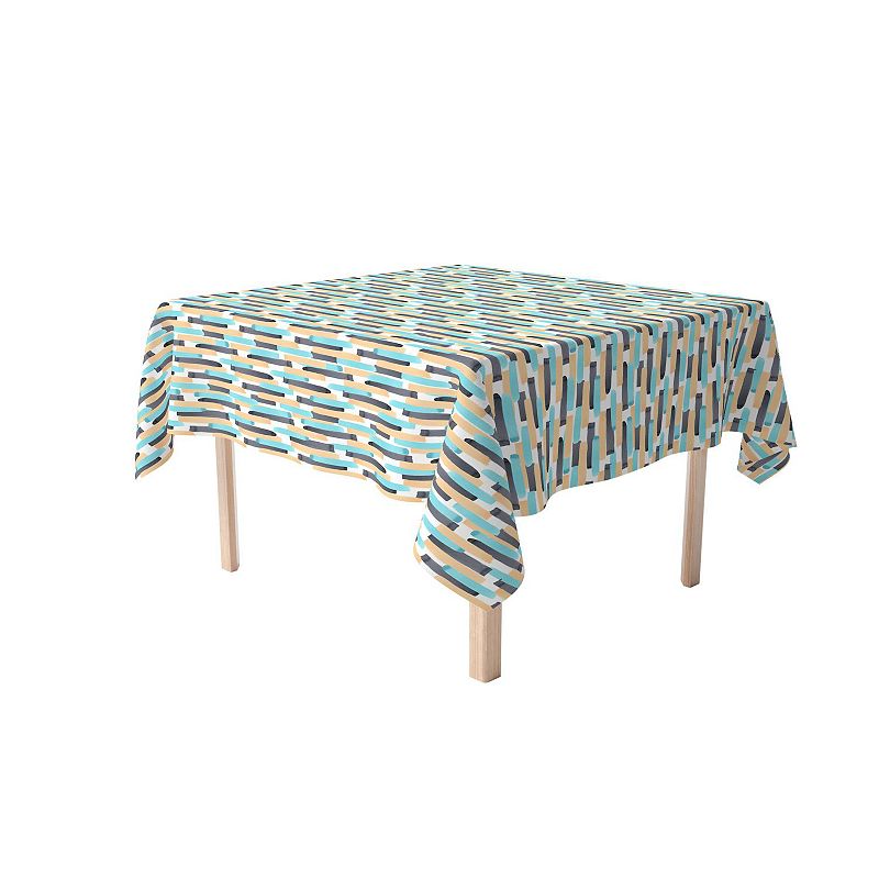 Square Tablecloth， 100% Polyester， 60x60， Geometric Brush Stroke Stripe