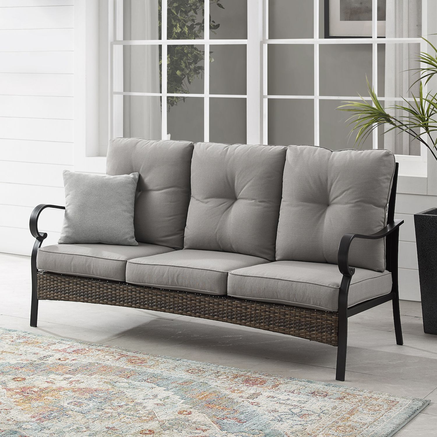 Crosley Dahlia Outdoor Metal and Wicker Sofa