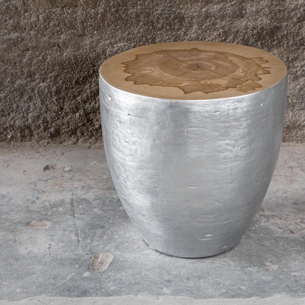 Uttermost Gannett Silver Wood End Table   Rustic   Side Tables And End Tables   by HedgeApple  Houzz