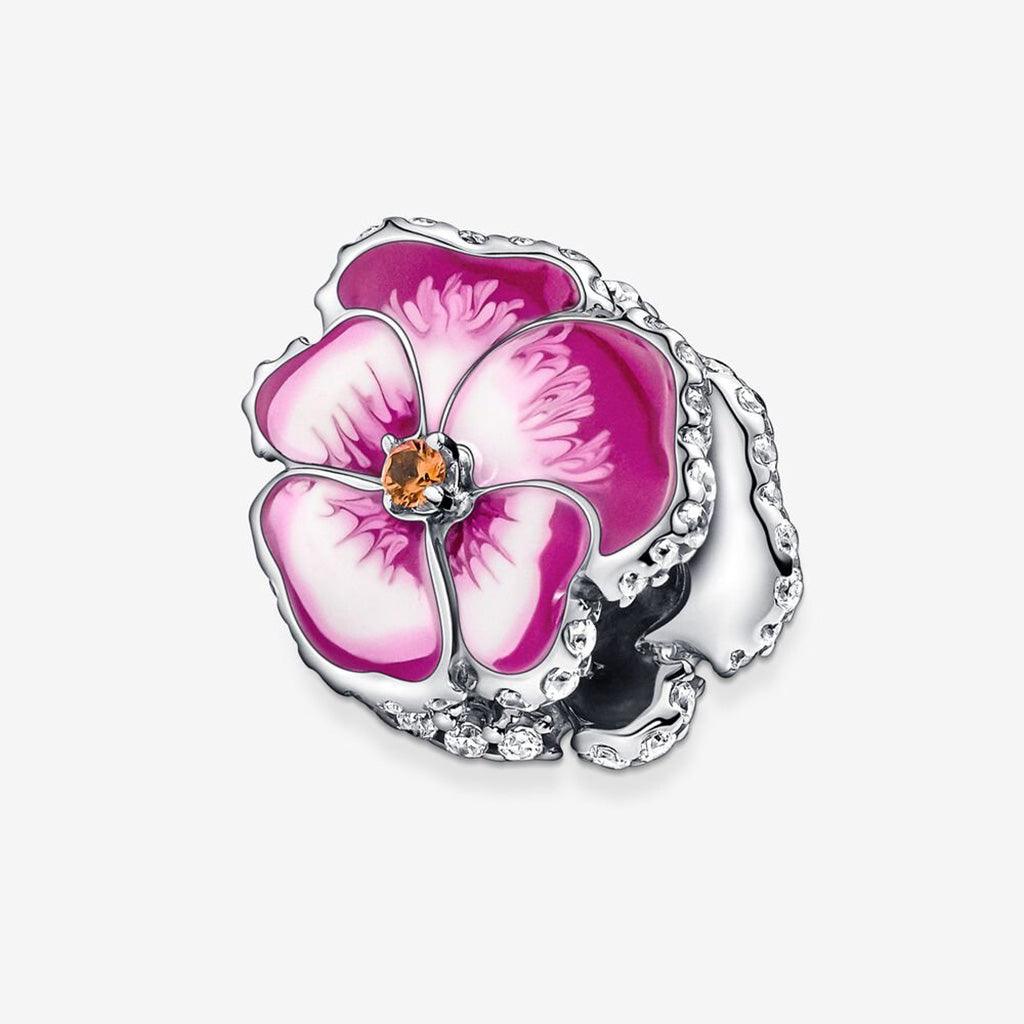 PANDORA  Pink Pansy Flower Charm