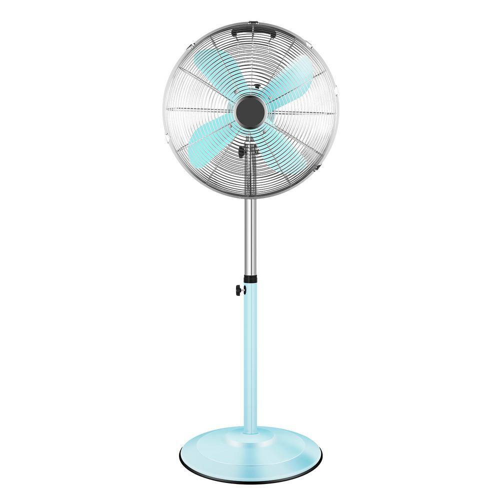 Amucolo 16 in. 3-speed Heavy Duty Metal High Velocity Stand Fan Pedestal Fan in Green with Adjustable Height YeaD-CYD0-45KP