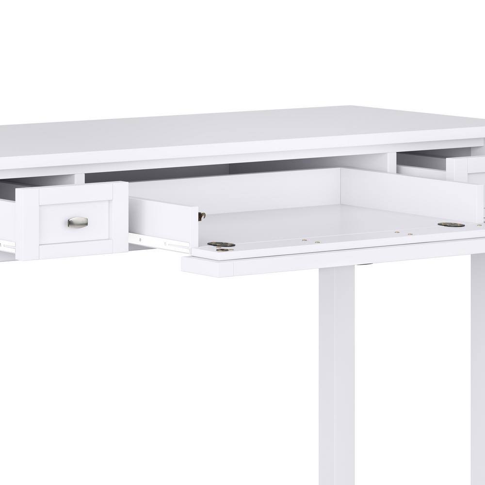 Simpli Home Warm Shaker Solid Wood Transitional 48 in. Wide Writing Office Desk in White AXWSH010-W