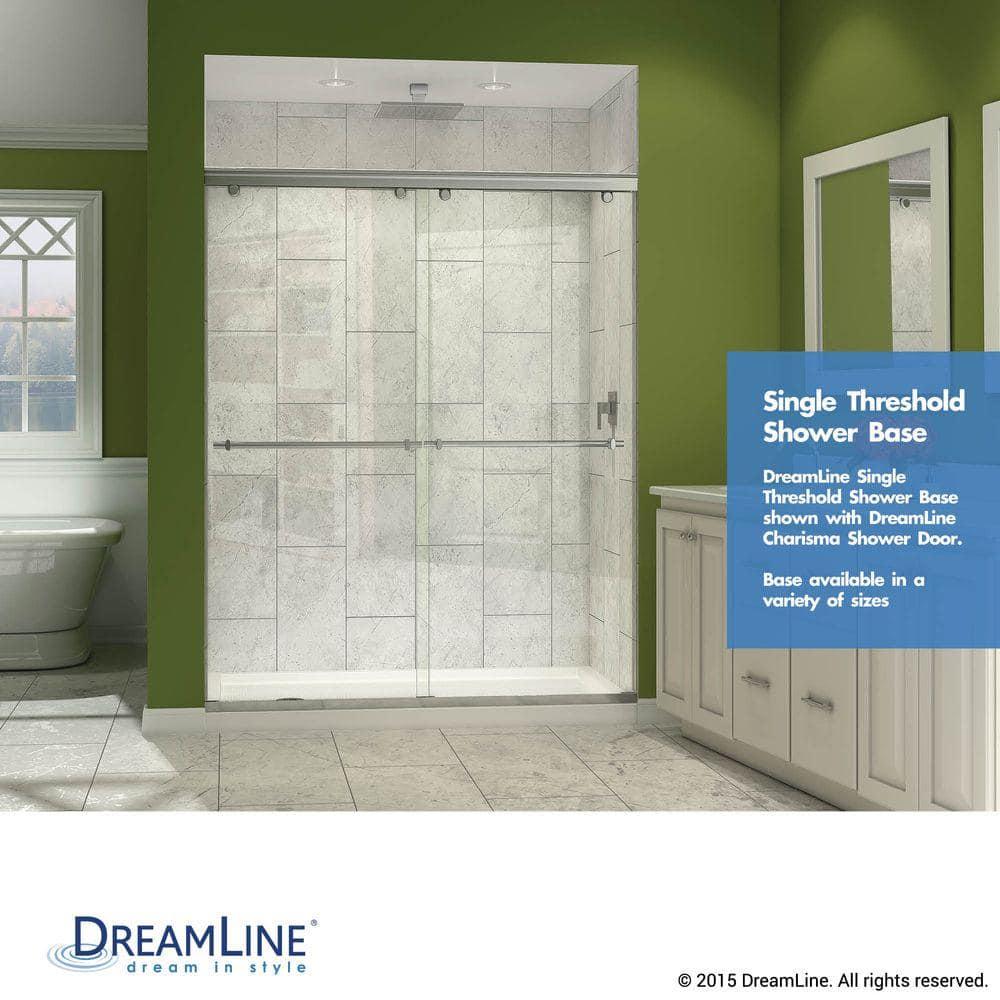 DreamLine SlimLine 42 inx 34 inSingle Threshold Shower Base in White with Center Drain