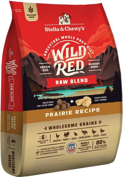 Stella and Chewy's Wild Red Raw Blend Kibble Wholesome Grains Prairie Recipe Dry Dog Food