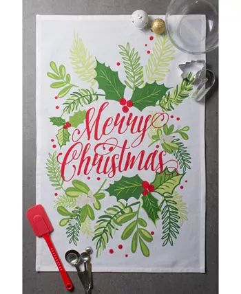 Design Imports Assorted Boughs of Holly Printed Dishtowel Set