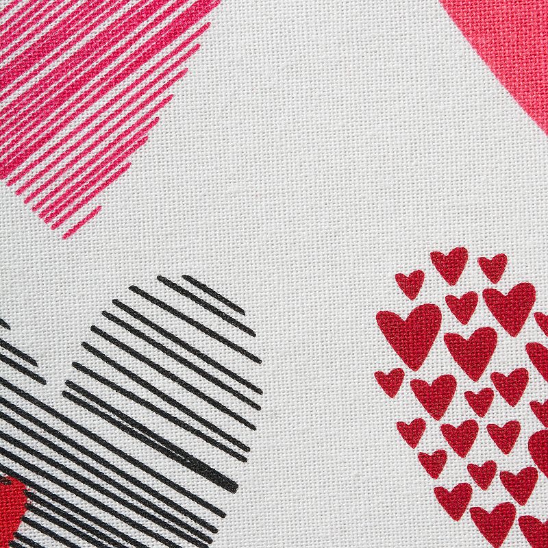 72 White and Pink Seamless Hearts Printed Rectangular Table Runner