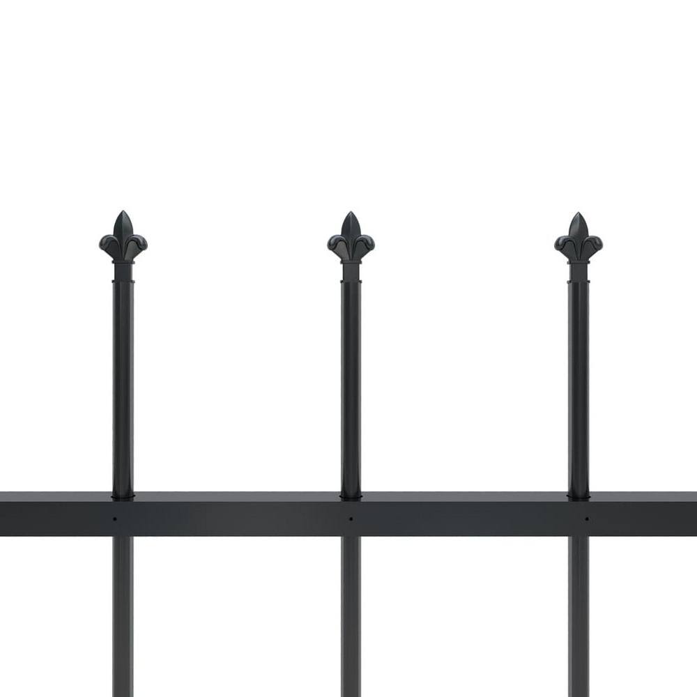 Afoxsos 133.9 in. L x 43.3 in. H Black Steel Garden Fence Decorative Fence with Spear Top HDDB1997