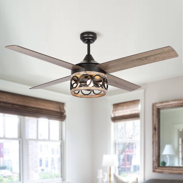 52-inch Industrial 3-Light Matte Black LED Ceiling Fan with Remote Shopping - The Best Deals on Ceiling Fans | 37624222