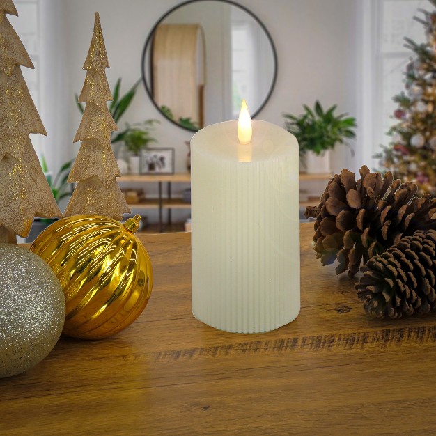 Hgtv Home Collection Georgetown Real Motion Flameless Candle With Remote Ivory With Warm White Led Lights Battery Powered 9 In