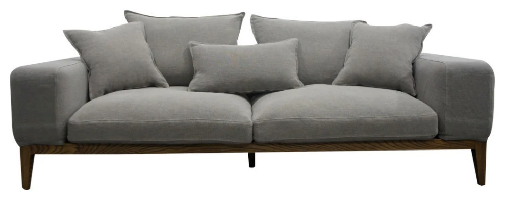 Neil Modern Gray Linen Loveseat   Transitional   Loveseats   by Rustic Home Furniture Deco  Houzz