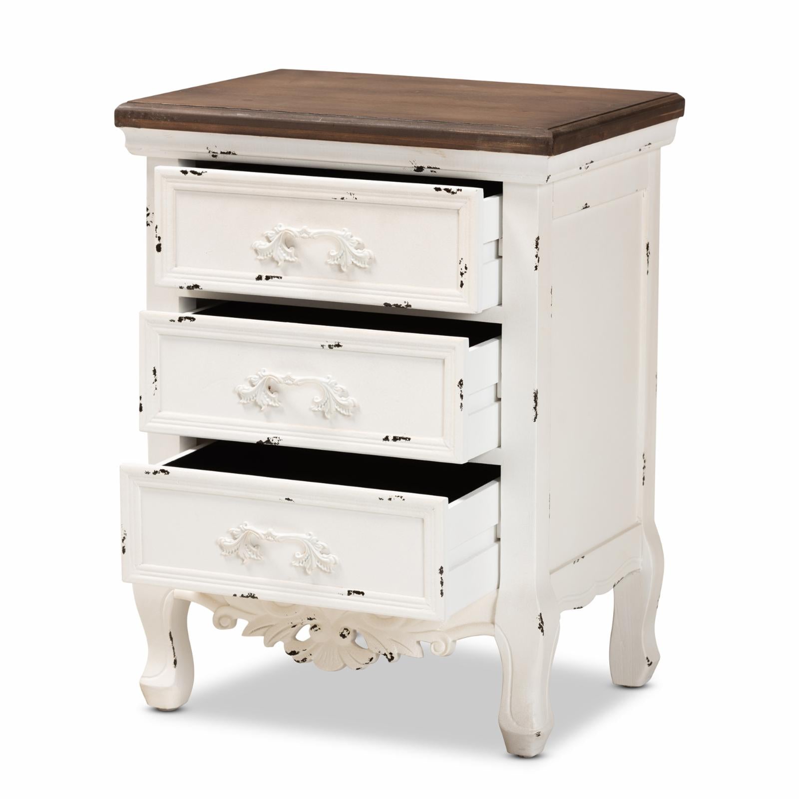 Baxton Studio Levron 3-Drawer Nightstand