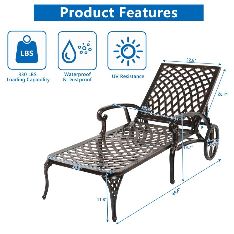 Metal Adjustable Outdoor Chaise Lounge