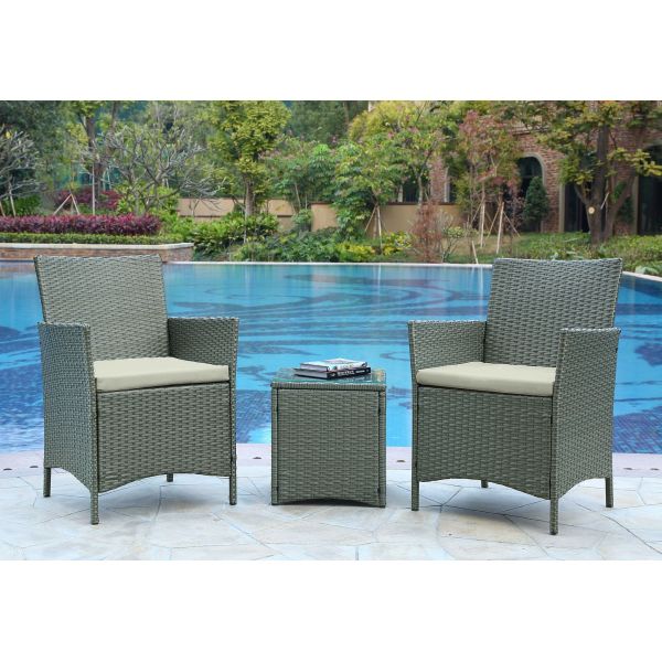 Imperia Patio 2- Person Seating Group with End Table with Cream Cushions