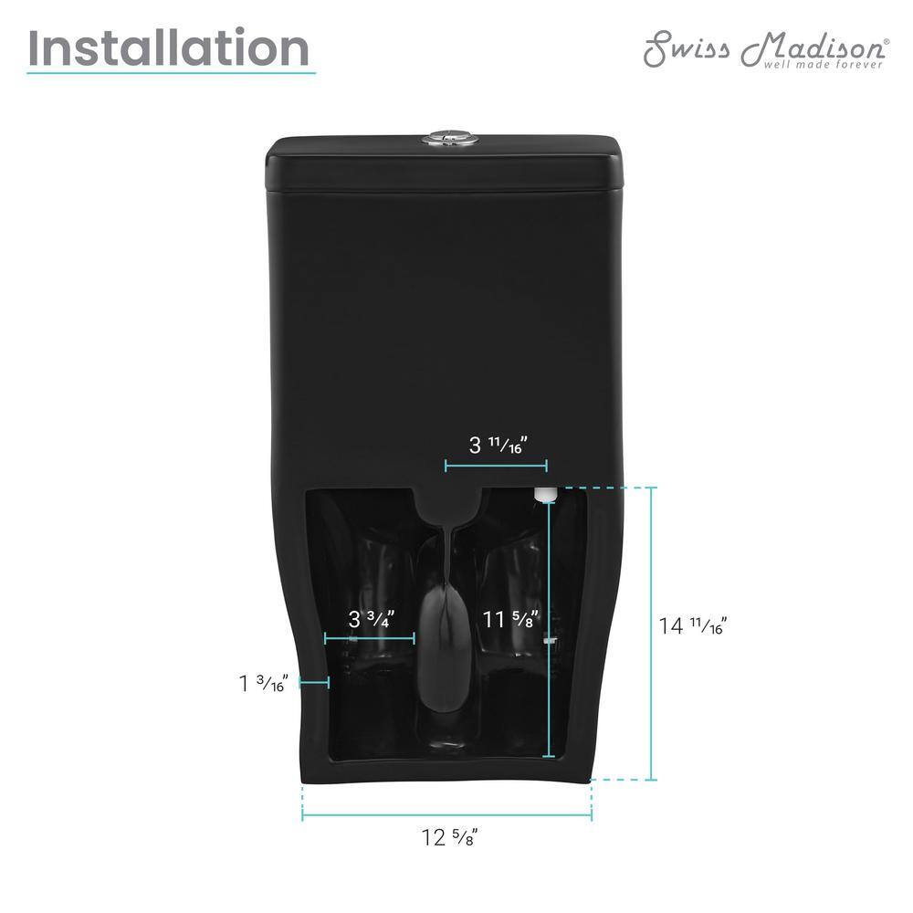 Swiss Madison Sublime II 1-Piece 1.11.6 GPF Toilet Dual Flush Round Toilet in Matte Black Seat Included SM-1T257MB