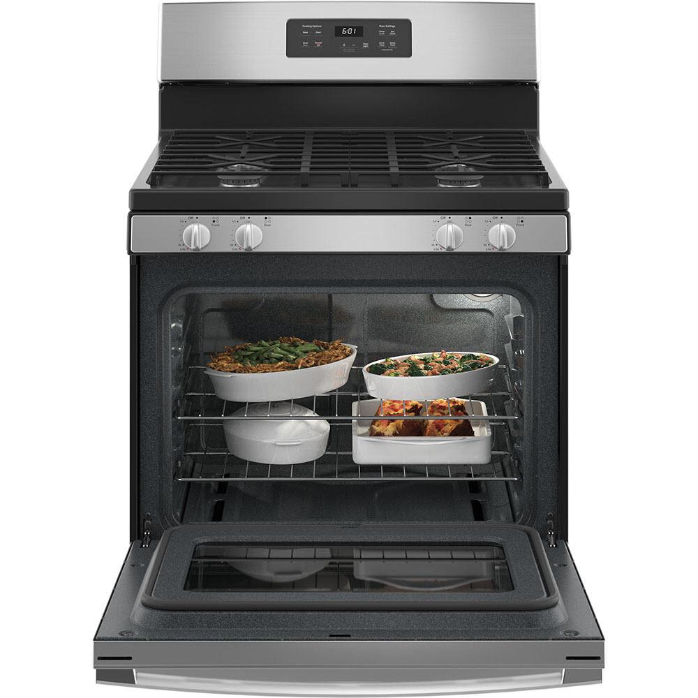 GE 30-inch Freestanding Gas Range with Broiler Drawer JCGBS61RPSS