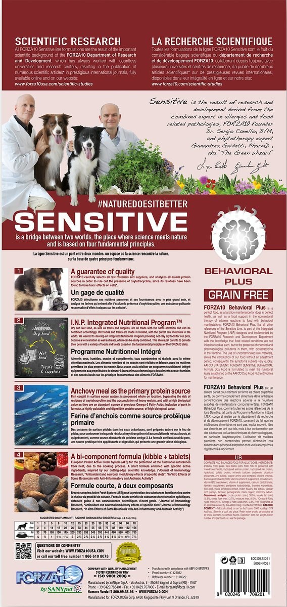 Forza10 Nutraceutic Sensitive Behavioral Plus Grain-Free Dry Dog Food