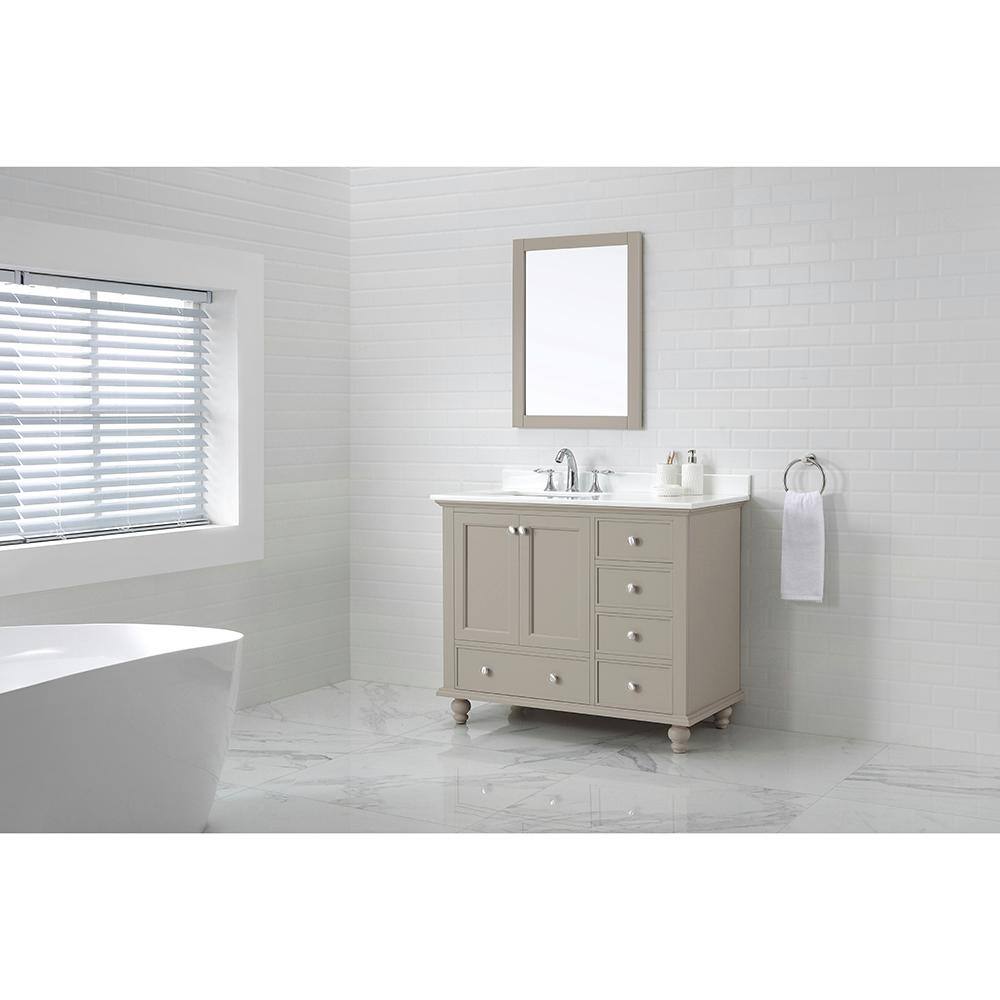 Home Decorators Collection Orillia 42 in. W x 22 in. D Vanity in Greige with Marble Vanity Top in White with White Sink Orillia 42G