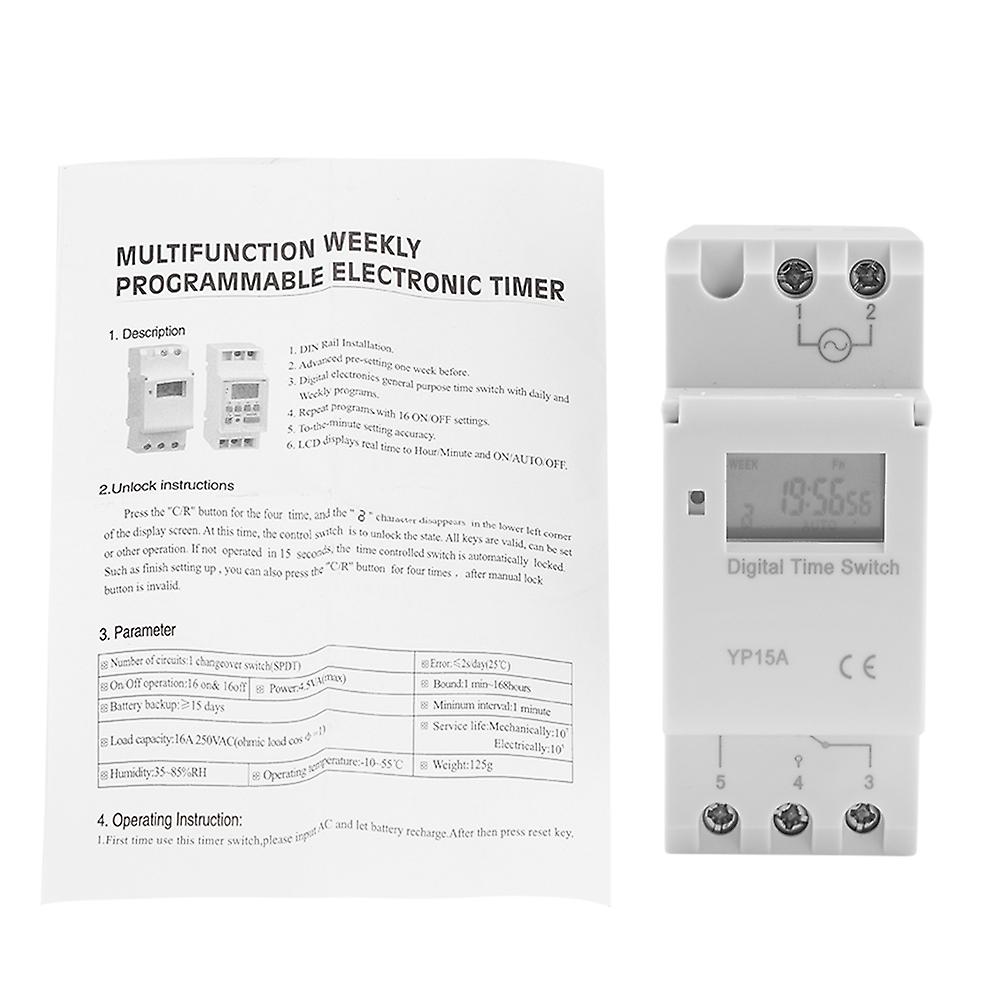 16a Digital Lcd Power Timer Programmable Relay Time Switch (ac220v)