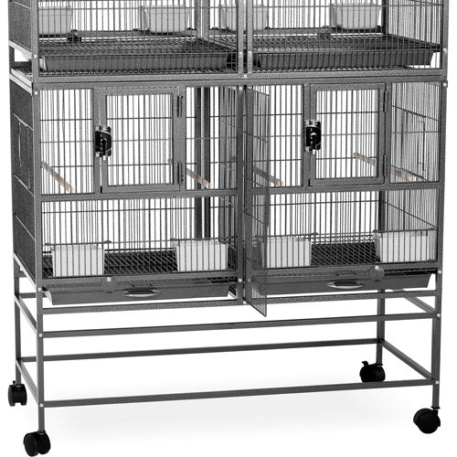 Prevue Pet Products Hampton Deluxe Divided Breeder Cage with Stand， Black Hammertone