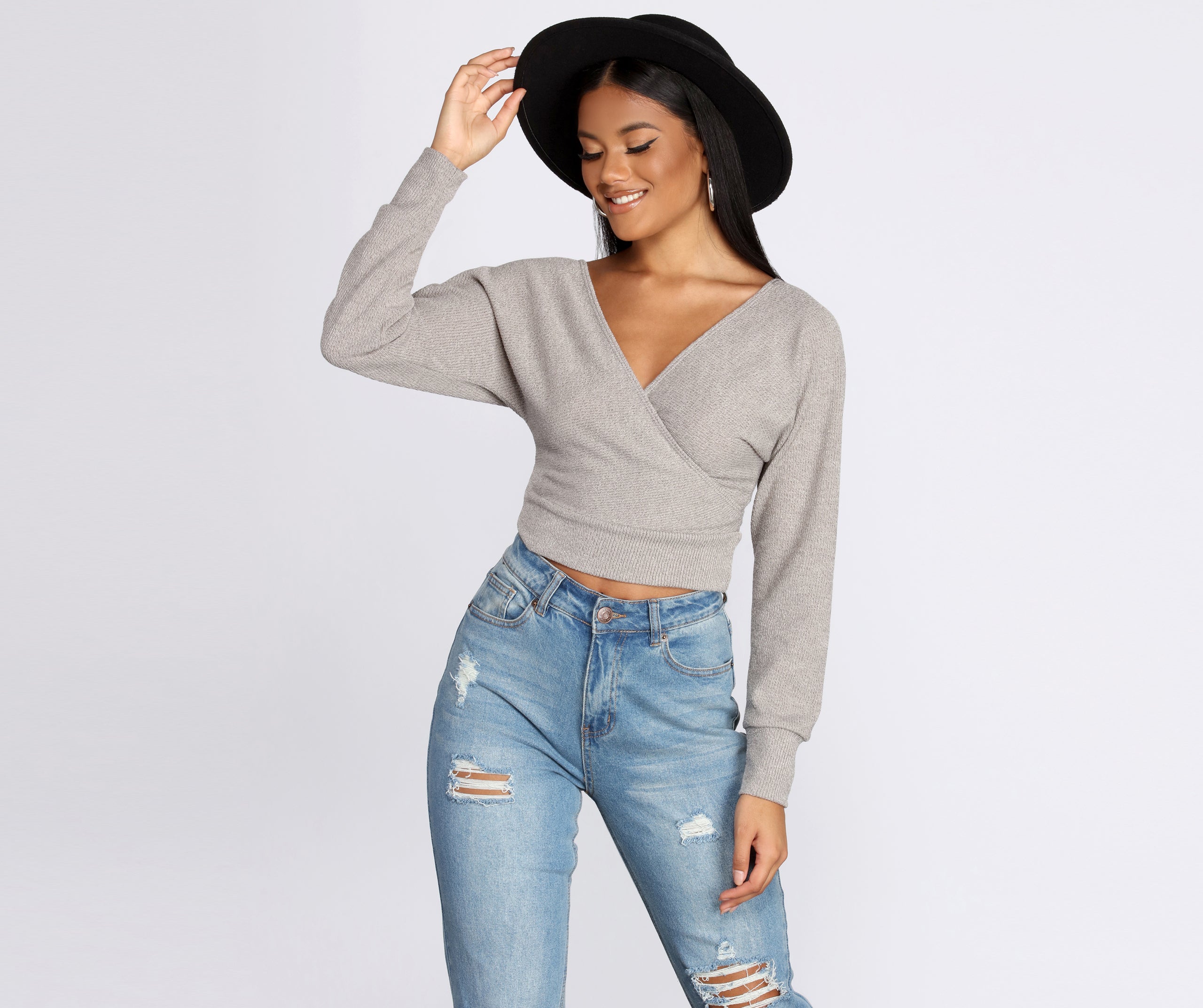 La Femme Knit Wrap Sweater